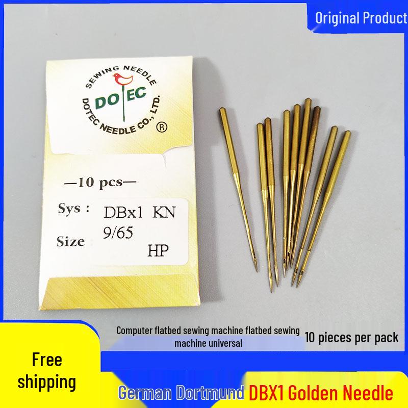 Jehly do šicího stroje proti přeskočení, zlaté, plochá pata, DBX1/DBx1