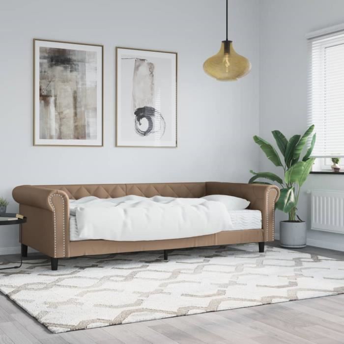 VidaXL Lit de jour avec matelas cappuccino 90x200 cm similicuir 3197722