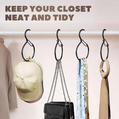 Belt Organizer S Shaped Hook Rust-Proof Belt Storage Hooks For Scarves Purse Bags Accessories Tank Top Hats Apartment Dorm