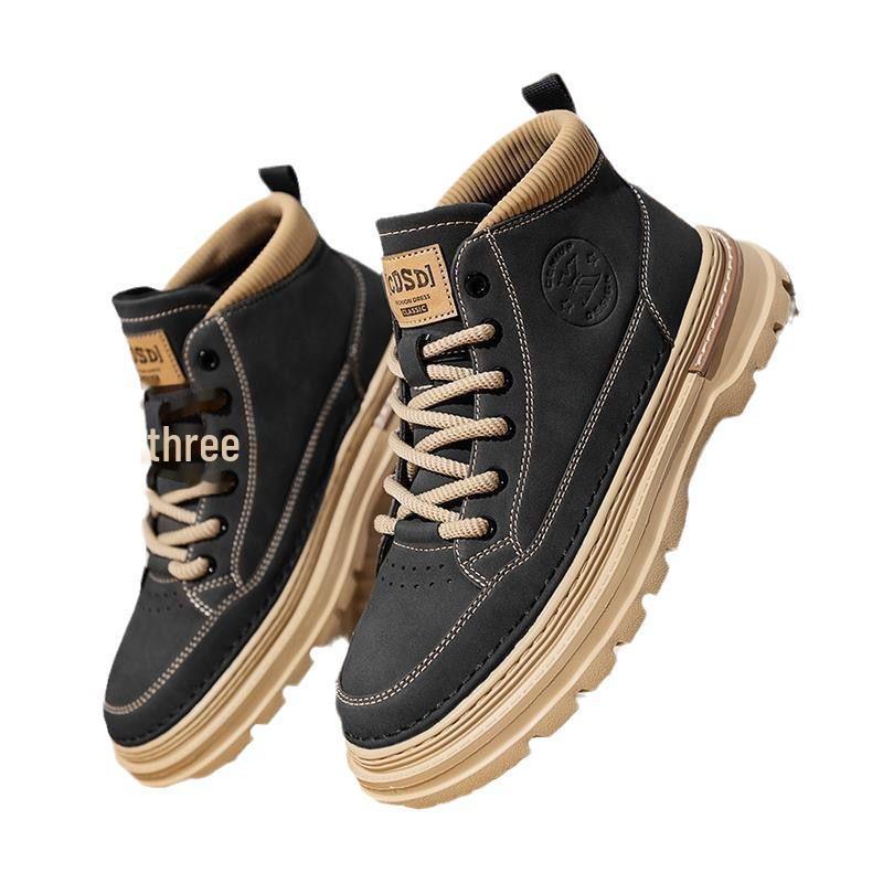 Men's British Retro Mid-Cut Martin Boots - Casual Leather Autumn Shoes