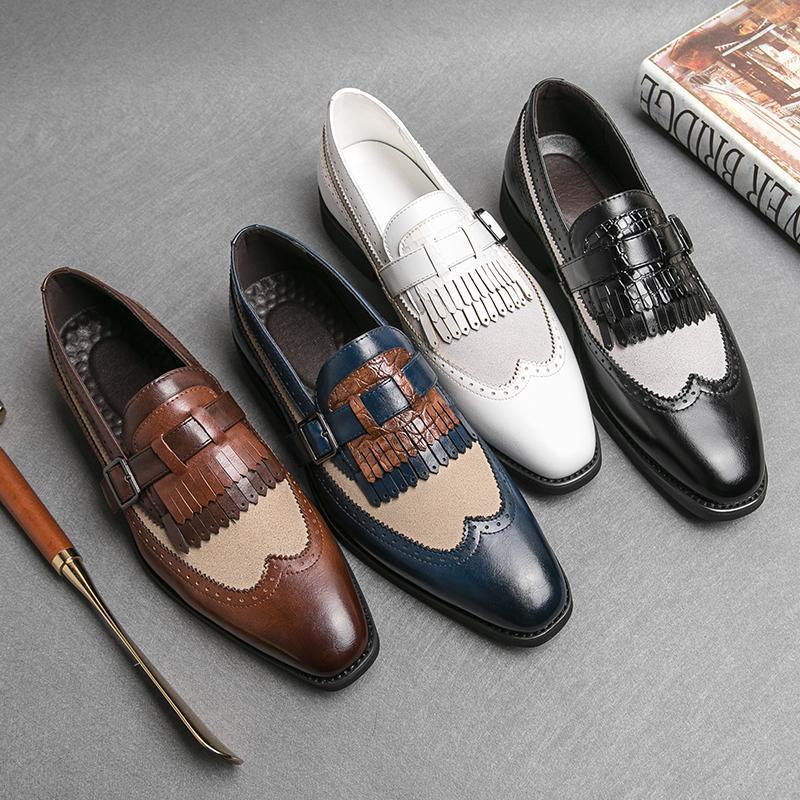 Spring British casual leather shoes men's retro men's flow one-footed cloth flower handsome men's shoes