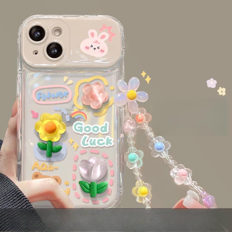 Applicable To Apple 15 Mobile Phone Case IPhone 14/13pro Frog Flower Doll Chain 11/12 Flip Mirror