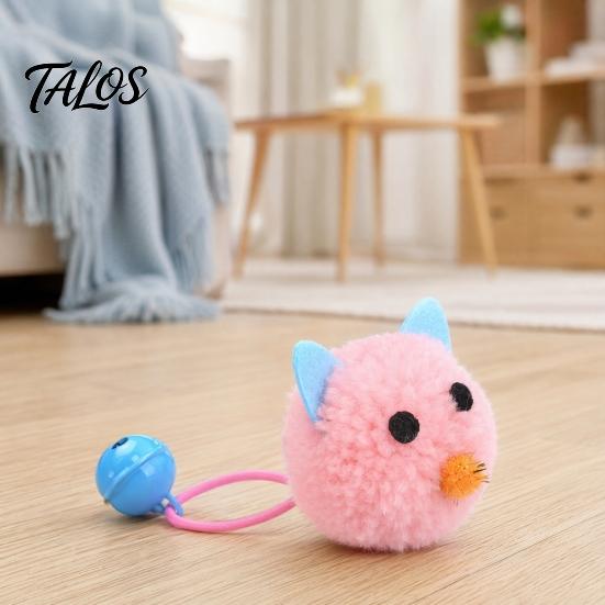 Macaron Color Cat Toy Plush Mouse Ball, Soft Fluffy Ball with Bell, Kitten Teething for Indoor Cats Boredom Relief Interactive Play Scratch-resistant