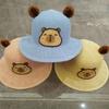 Sweet Cartoon Straw Cups Wide Brim Outdoor Travel Fisherman Cup Gifts Children's Capybara Sun Hat