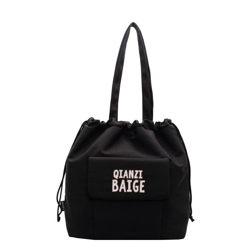 

Новая женская сумка большой вместимости, Модный бренд, Карман на кулиске, Однотонная, Повседневный шопинг 34*34*9 чёрный