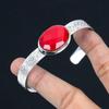 925 Silver Oval Italian Coral Gemstone Sister Anniversary Wedding Bangle Jewelry