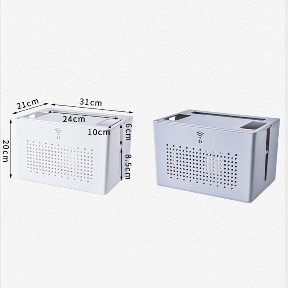 Stolní úložný box pro router, set-top box, zásuvky, kabely, síťové kabely a prodlužovací kabely s odnímatelným dvouvrstvým designem