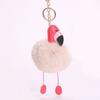 Cute Fluffy Pompom Flamingo Plush Toy Fur Fake Rabbit String Pendant Rope Plush Doll Toys Decor Gift Toy Bag Pendant Toy