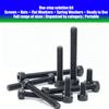 370pcs/12.9 Grade Black Hex Socket Head Cap Screws, Nuts, and Flat Washers Set; DIN912 Metric Bolt Fastener Set; M4 and M5 Bolts