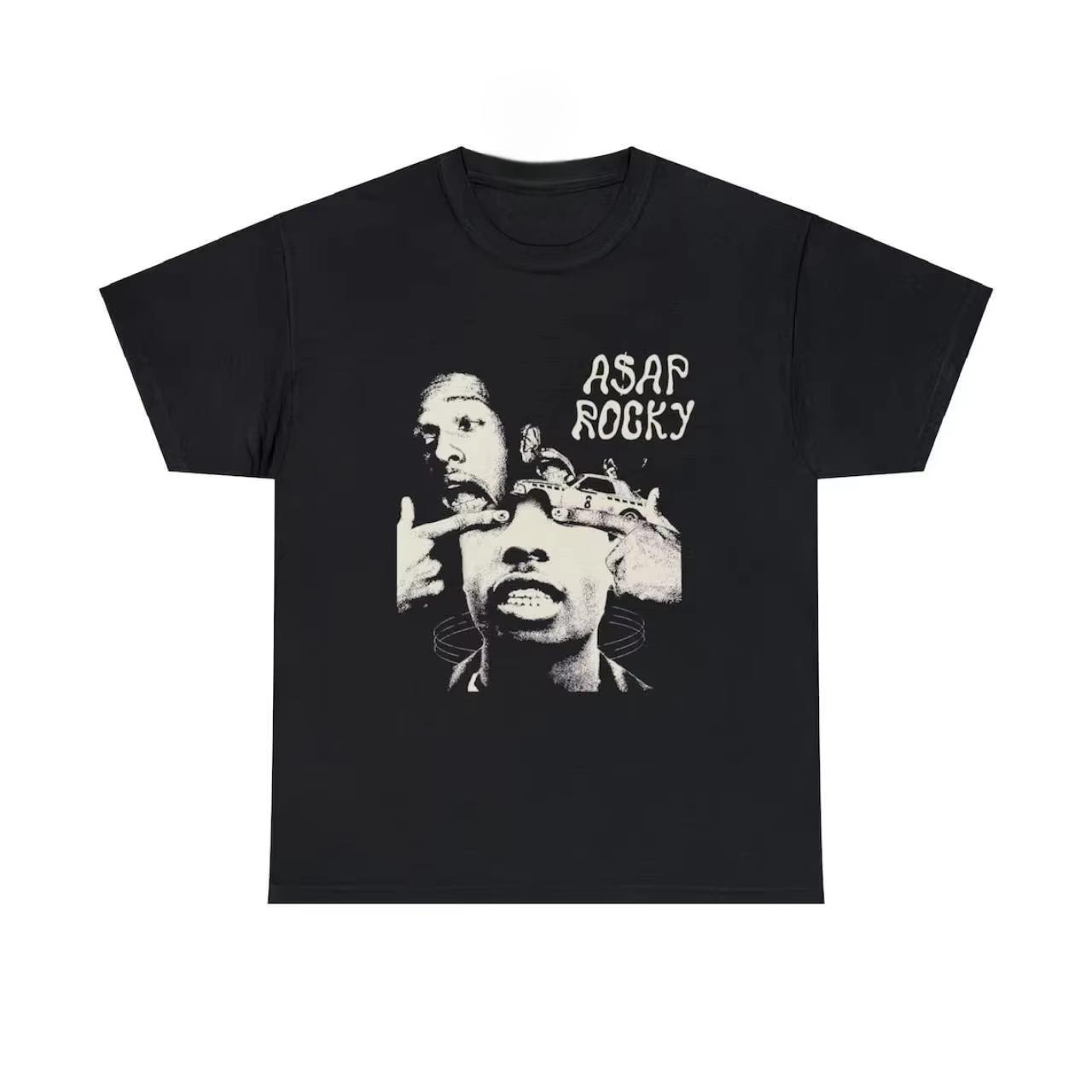 

ASAP ROCKY Футболка з коротким рукавом ХІП-ХОП Хай Стріт Чоловіки Жінки Готика Великі Розміри Футболки Портрет A$AP Вільний Повсякденний Харадзюку Топи M