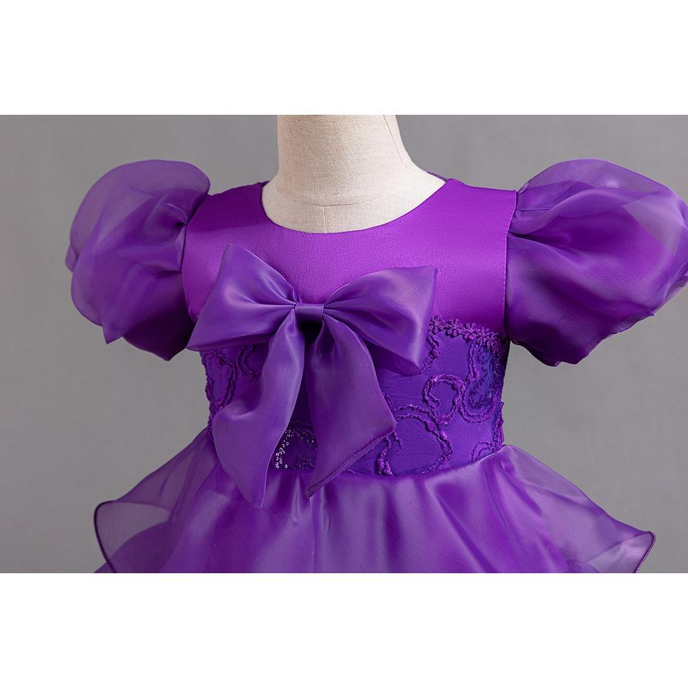Girls Cake Dresses Bow Bubble Sleeve Princess Dress Walking Performance Halloween Flower Girl Party Dresses Dresses 8622  Girl's Favourite Dress