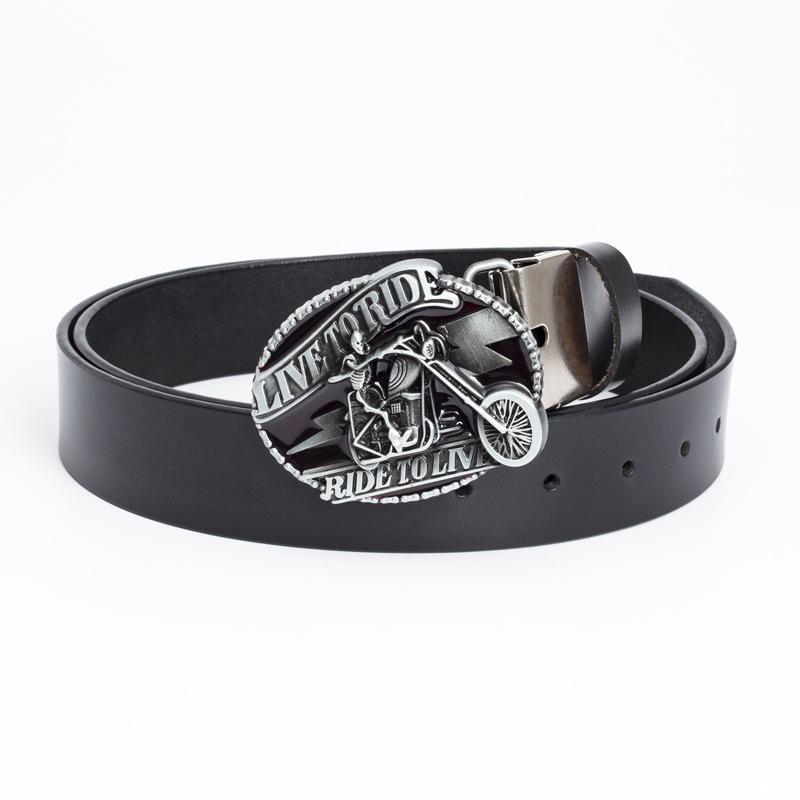 Skull Motorcycle Belt: European & American Men's Casual Trend
