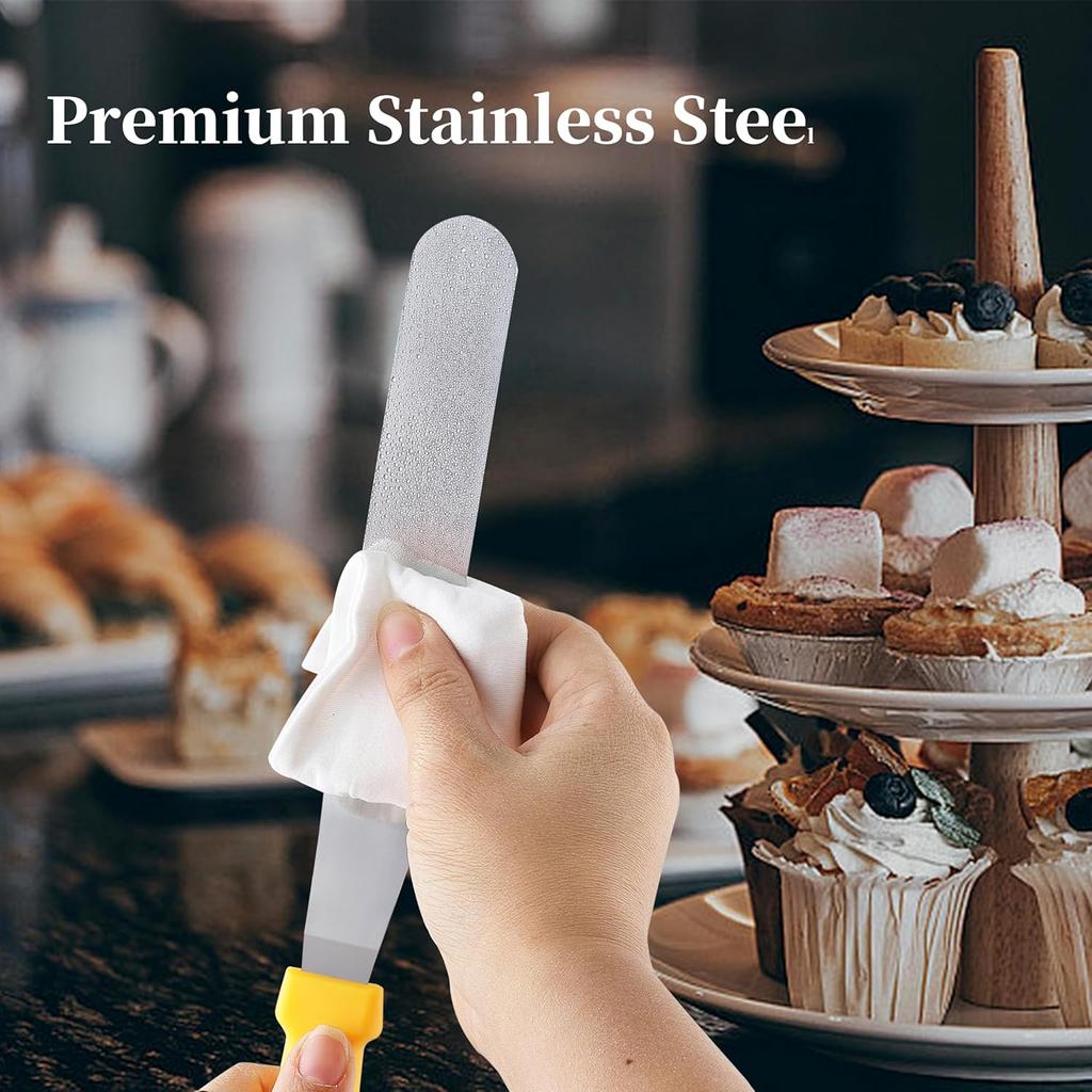 3PCS Offset Spatulas, Icing Spatula for Cake Decorating and Frosting, with Ergonomic PP Handle, Dishwasher Safe (6",8",10")