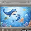 2D flat ocean-themed party banner background. Fresh underwater world theme. Can be used as wall decoration.