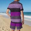 Men Grey White Vertical Thin Stripe Short Sleeve Tee And Matching Shorts Two Piece Suit