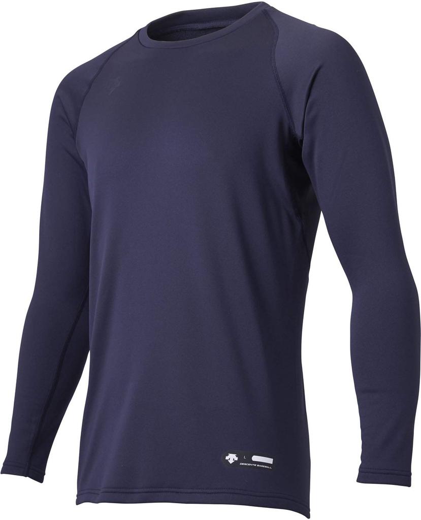 DESCENT Baseball Crew Neck Long Sleeve Fleece Size Undershirt, Lining, Stretch, Navy, S, STD-657