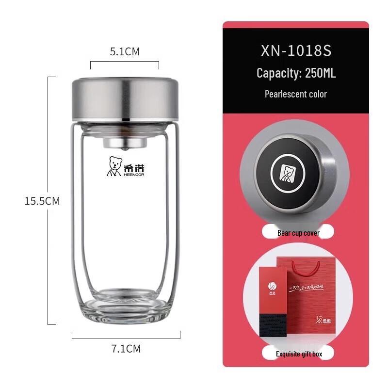 HEENOOR Egg-Shaped Double-Layer Borosilicate Glass Tea Infuser Mug