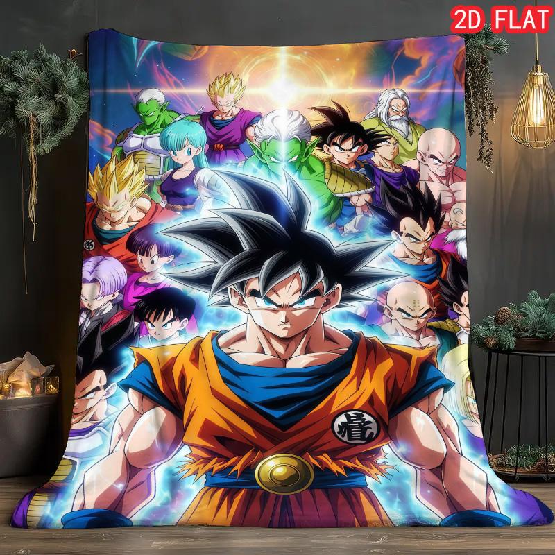 Dragon Ball Printed Blanket Cozy Flannel Material Air Conditioning Nap Blanket for Home Office Daily Use THW