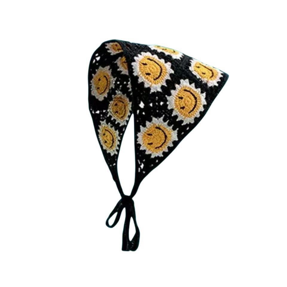 Ręcznie robiona szydełkowa trójkątna chusta na głowę: Francuski Retro, Wszechstronny, Styl Pastoralny