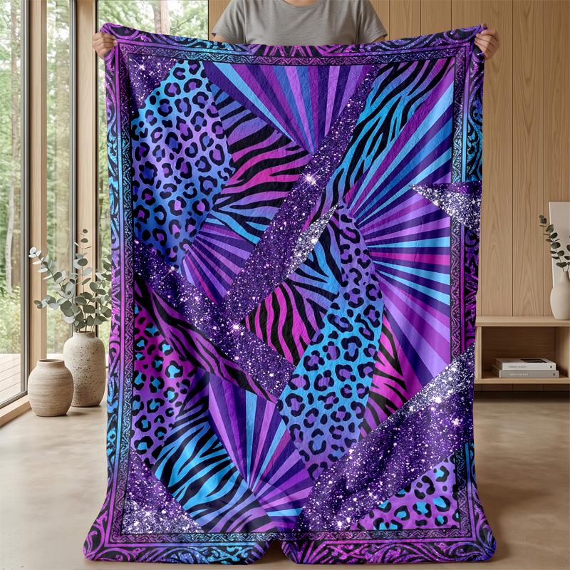 Pink and Black Leopard Print with Roses Theme blanket Lightweight Warm Flannel Blanket Decorative Throw Blanket for Home Decoration