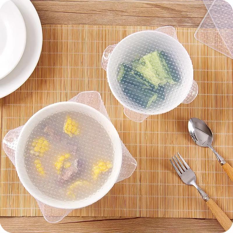 3Pcs/lot Reusable Silicone Wrap Seal Food Fresh Keeping Wrap Lid Cover Stretch Vacuum Food Wrap Bowl Cover Home Kitchen Tools