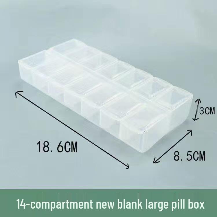 Double Row 14-Compartment Weekly Large Pill Organizer - Portable Flip-Top, Food Grade Plastic