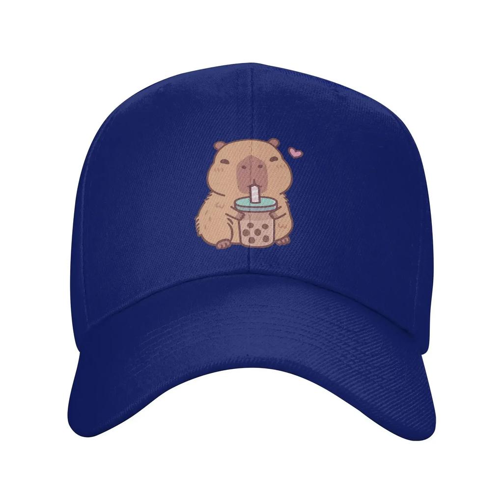Cute Capybara Loves Drinking Bubble Tea Baseball Cap Stylish Trucker Hat Summer FeUnisex Unisex Hiking Fishing Baseball Caps
