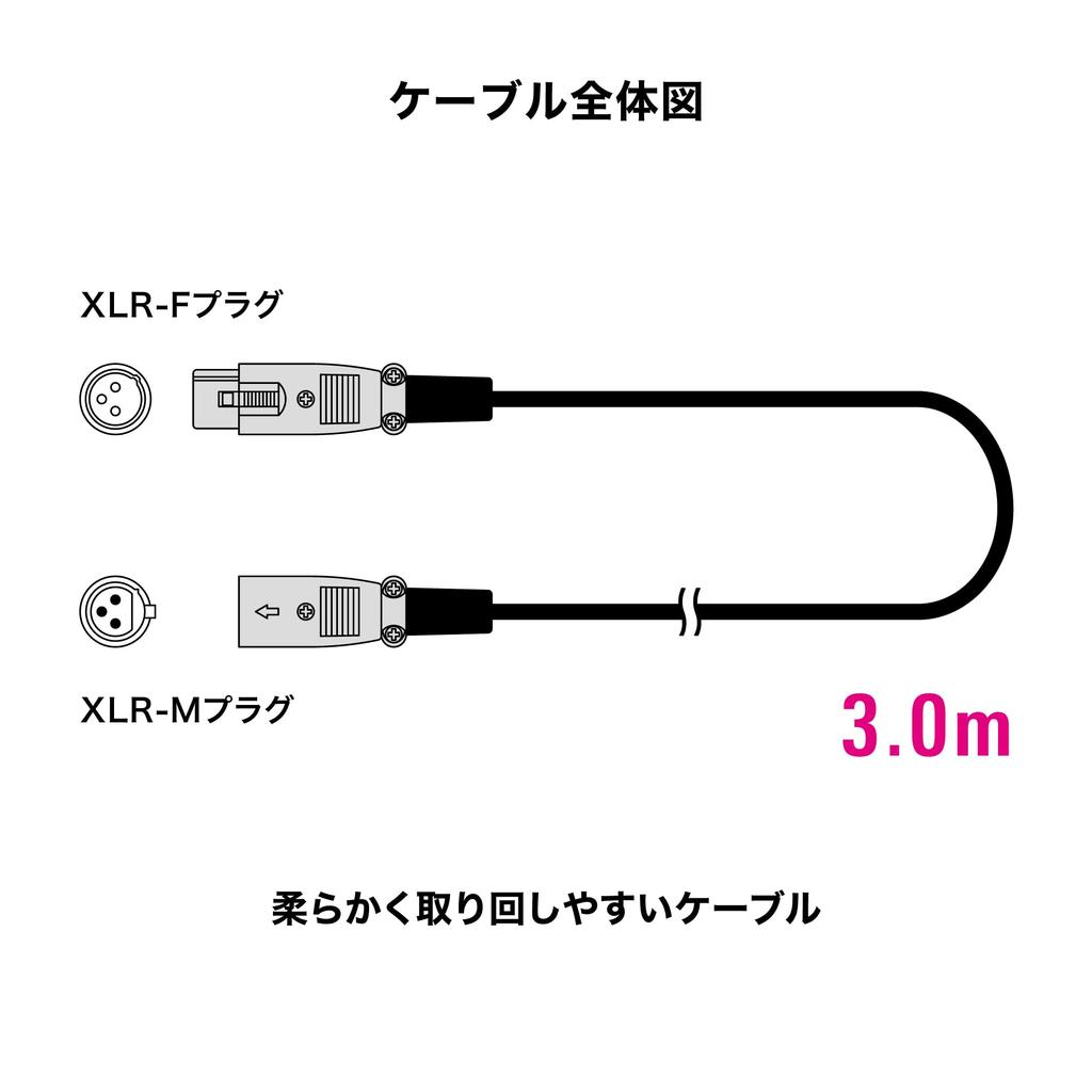 XLR Female to XLR Male Cable Audio-Technica 3.0m AT-MI58/3.0