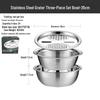 Multifunctional Stainless Steel Grater and Drain Basin Set with Slicer and Non-Magnetic Rice Sieve