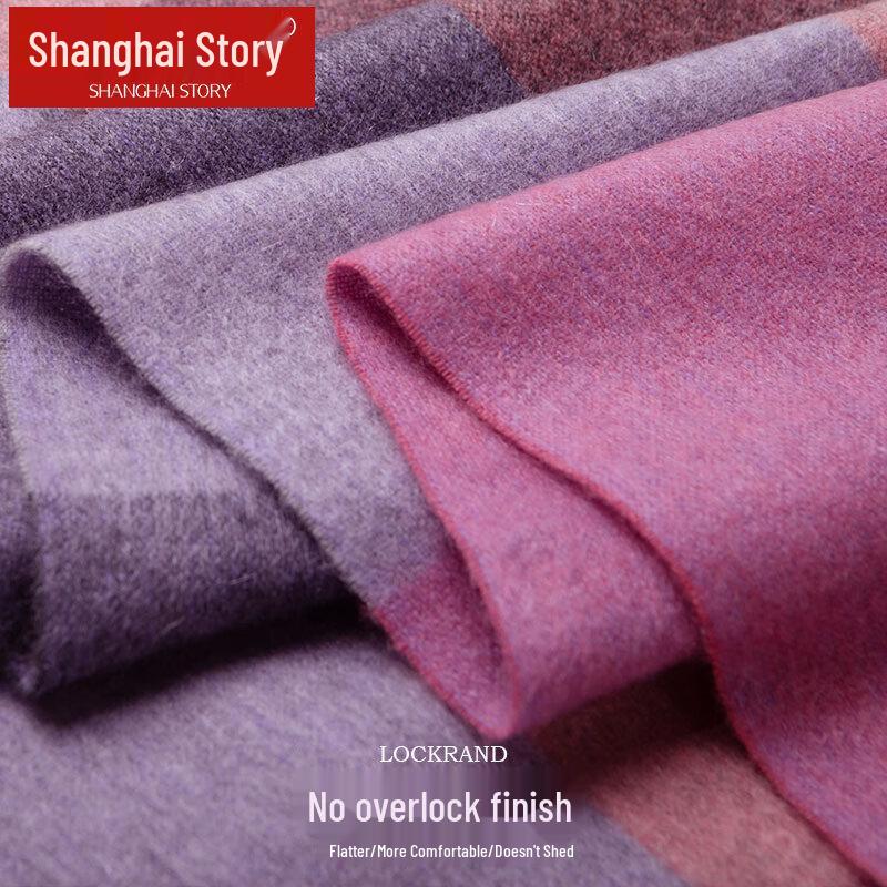Shanghai Story Women's Pure Cashmere Plaid Scarf & Shawl