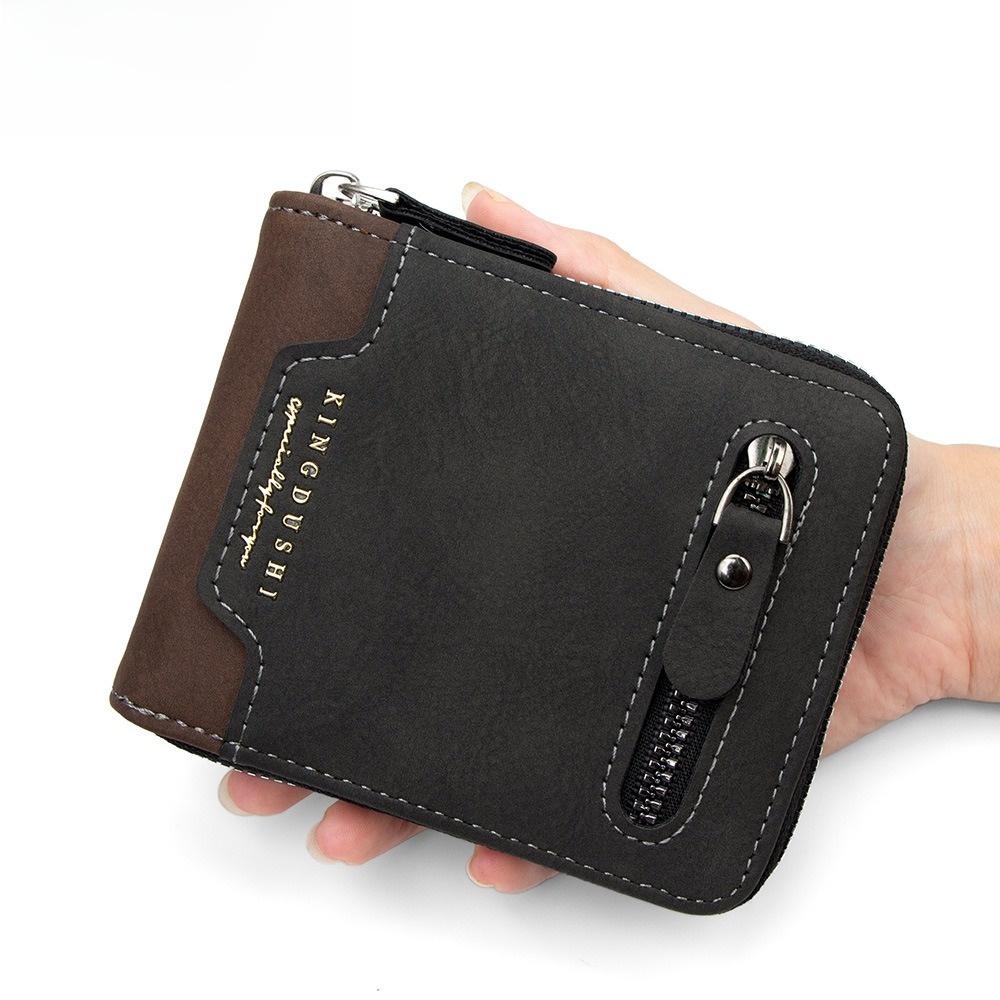Large Capacity PU Leather Coin Purse Thin Card Holder Portable Men's Short Wallet  Travel