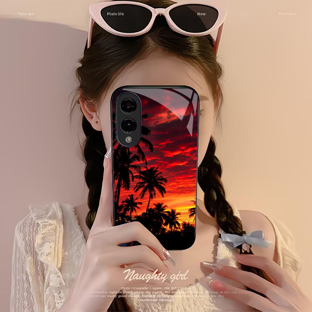 summer Sunset Exquisite luxury High-end PhoneCase Glass PhoneCase for Samsung Galaxy S26 S25 S24 S23 S22 S21 FE,Ultra,Plus