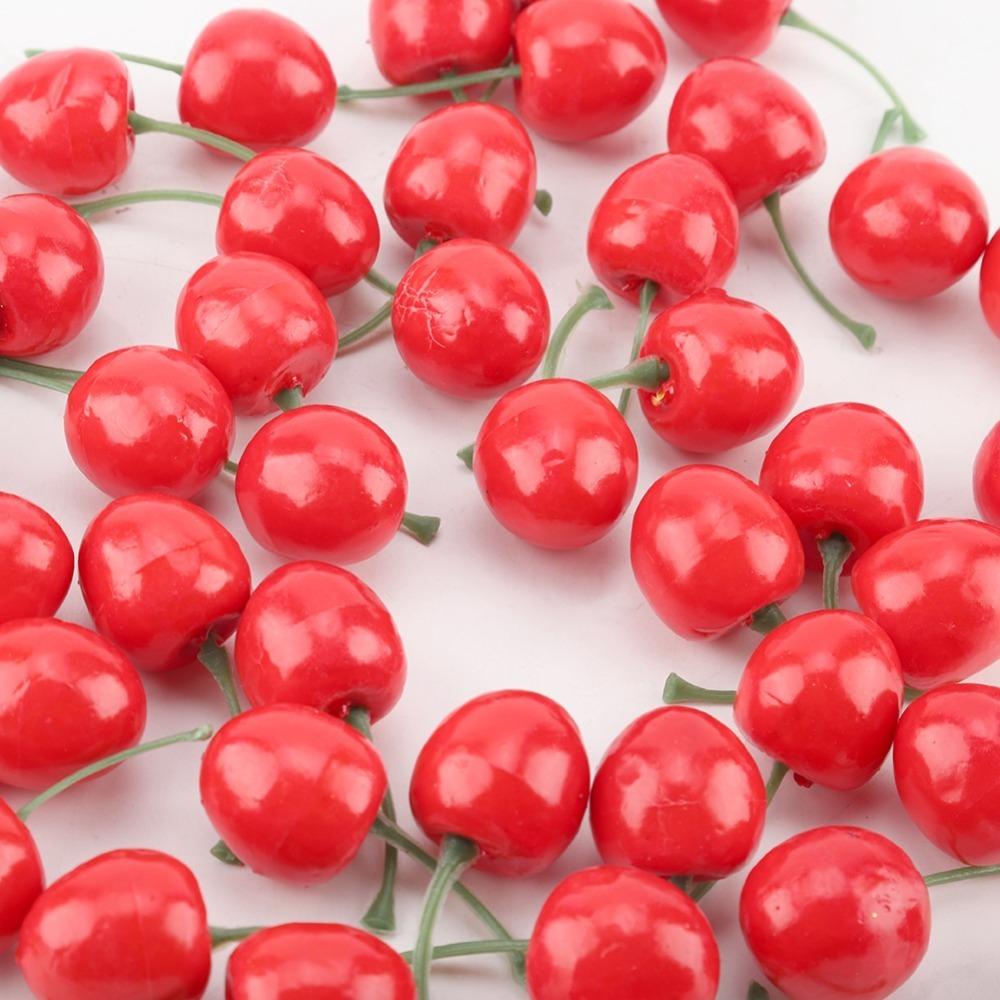 50pcs Foam Artificial Cherry Fruit Red Simulated Cherry Decor Foam Cherry Ornaments  Home Decor