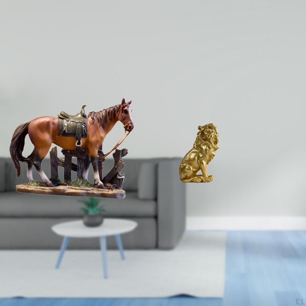 Majestic Equine And Feline Resin Sculpture Ornament for Desk Bookshelf Office Living Room Bedroom