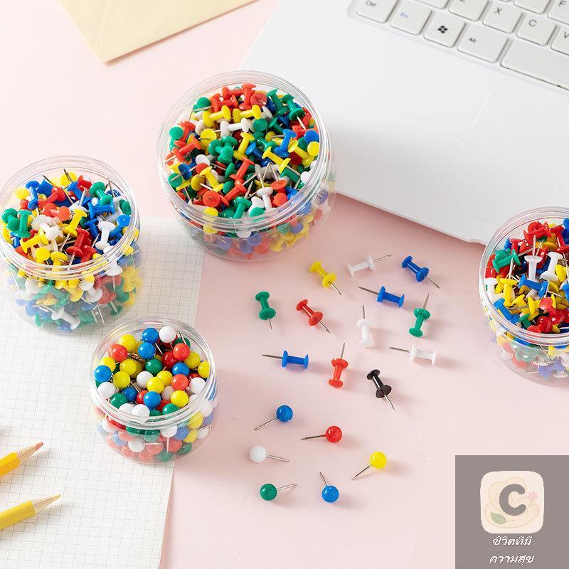 HUA HUA 100pcs/box Assorted Making Thumb Tacks Multicolor Plastic Tacks Push Pins Cork Board Office School Stationery Supplies