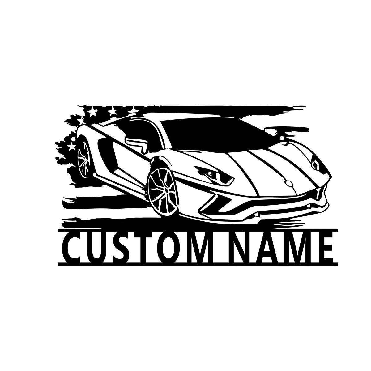Custom Classic Muscle Car Garage Metal Wall Art Personalized Mechanic Name Sign Shop Decor