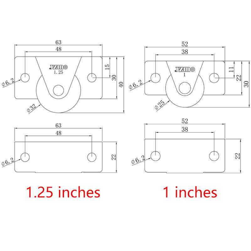1/4Pcs Silent Rubber Casters, Drawer Wheels, For Furniture Kitchen Cabinet Table ,Of Side Installation Low Profile Replace Wheel
