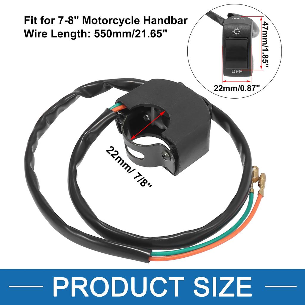 A ABSOPRO Motorcycle Steering Wheel Switch DC 7/8" 22mm Scooter Headlight Toggle Switch