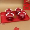Red Wedding Tea Set: Complete Cups, Lid, Bowl & Chopsticks Set for a Joyous Occasion