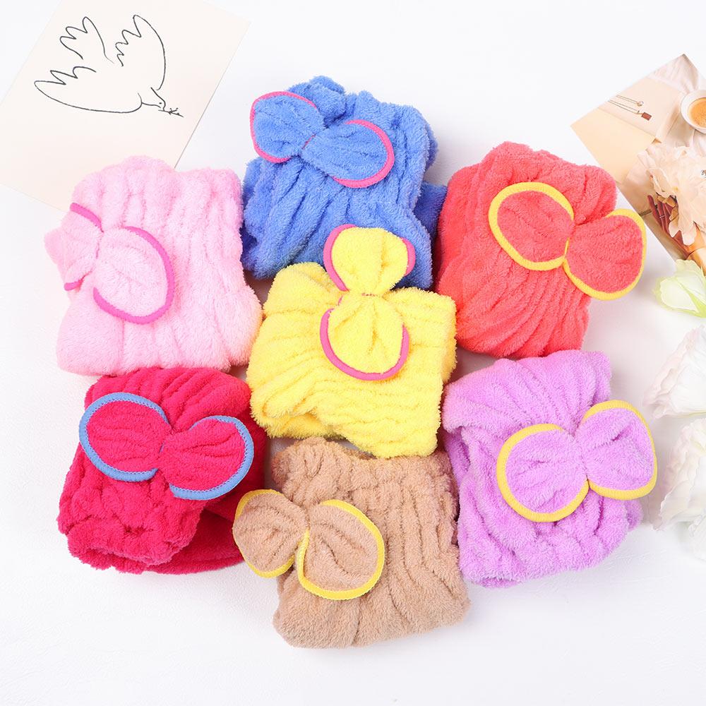 Microfiber Breathability Quickly Dry Hair Hat Hair Towel Cap Bowknot Wrap Quick Drying