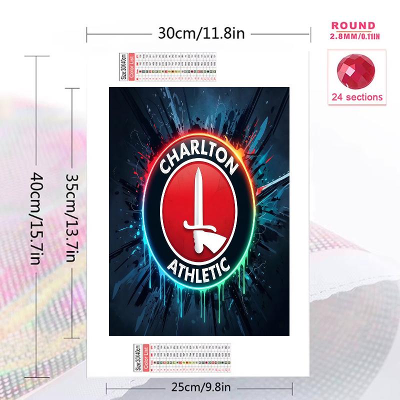 Charlton Athletic F.C 100% Round Full Drill 5D DIY Diamond Painting Embroidery Cross Stitch Rhinestone Décor