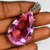 Lab Created Silver Pink Topaz 116.15 Ct CERTIFIED Pear Cut Gemstone Pendant AI-66-NS