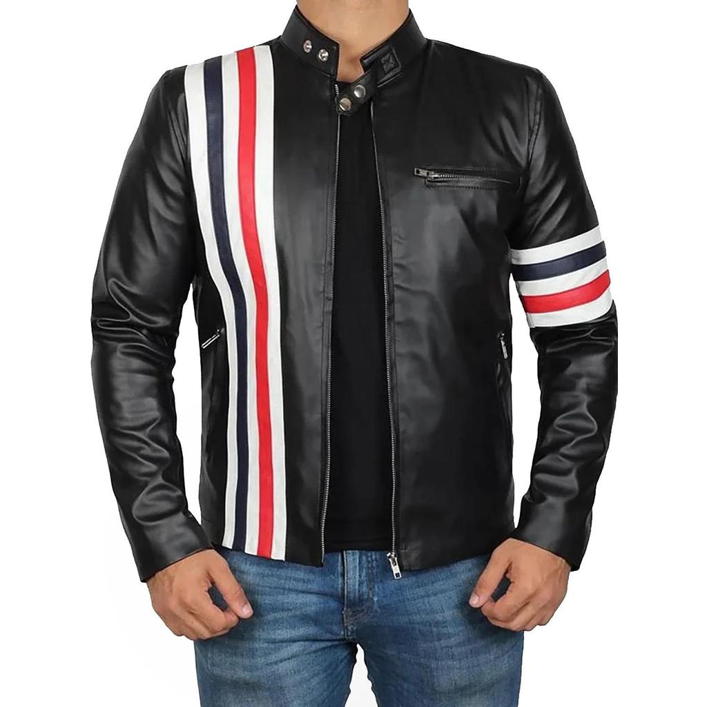 SKINOUTFIT Men's Genuine Lambskin Black Leather Jacket Stylish Motorcycle Bomber Biker Outerwear MJ 109