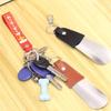 Stainless Steel Shoe Horn With Leather Strap and Keychain Compact Portable Design For Travel Kids Elderly Footwear Aid
