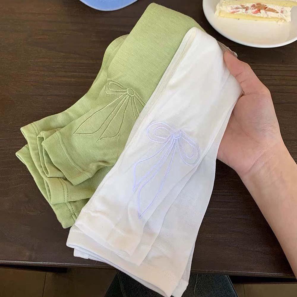 Embroidered Breathable Long Arm Sleeves Sweet Arm Sunscreen Covers Bow Ice Sleeves  Girls