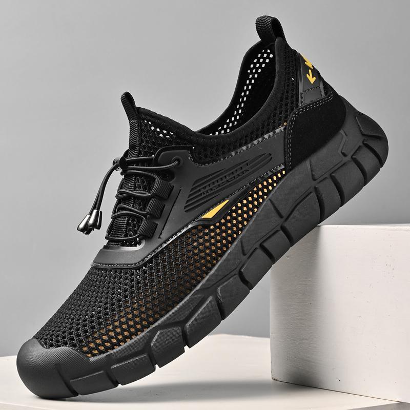 Fashion Summer Men Sandals Fashion Handmade Mesh Flats  Outdoor Beach Sandals Breathable Casual Beach Shoes Hollow Out Treking Footwear