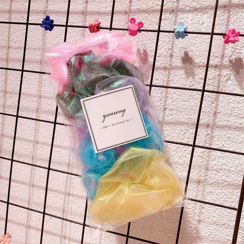 New 5PCS/Set Candy Color Printing Hair Ties For Women Cute HairBand Ponytail Holder Elastic Rubber Band Fashion Hair Accessories