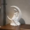 Elegant Handcrafted Home Ornaments Moon Girl Figurine, 3D Printed Mystical On Crescent Small Statue for Tabletop Statue, Collectible Sculpture Bedroom