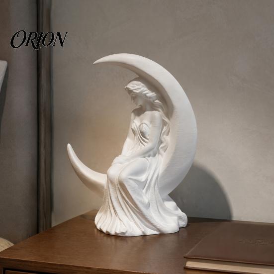 Elegant Handcrafted Home Ornaments Moon Girl Figurine, 3D Printed Mystical On Crescent Small Statue for Tabletop Statue, Collectible Sculpture Bedroom