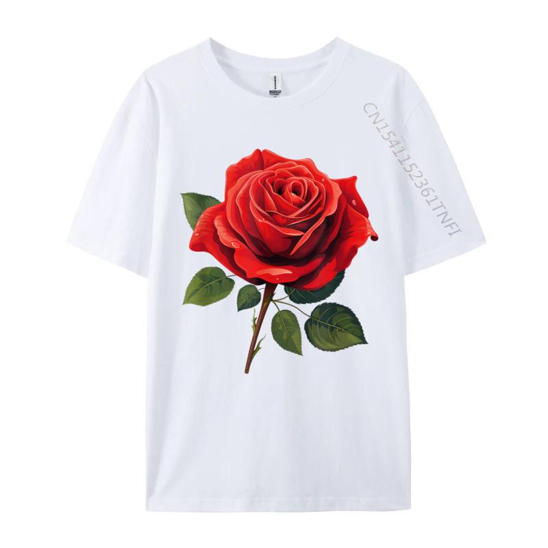Unisex Clothing Red Rose Tees Birthday Camisa Unisex Retro Funny Camisa Unisexs TShirts Funny Tops Tees Top Quality